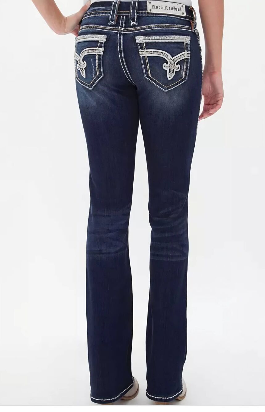 Rock Revival Nancy Easy Boot Stretch jeans sz 33 y2k blingy